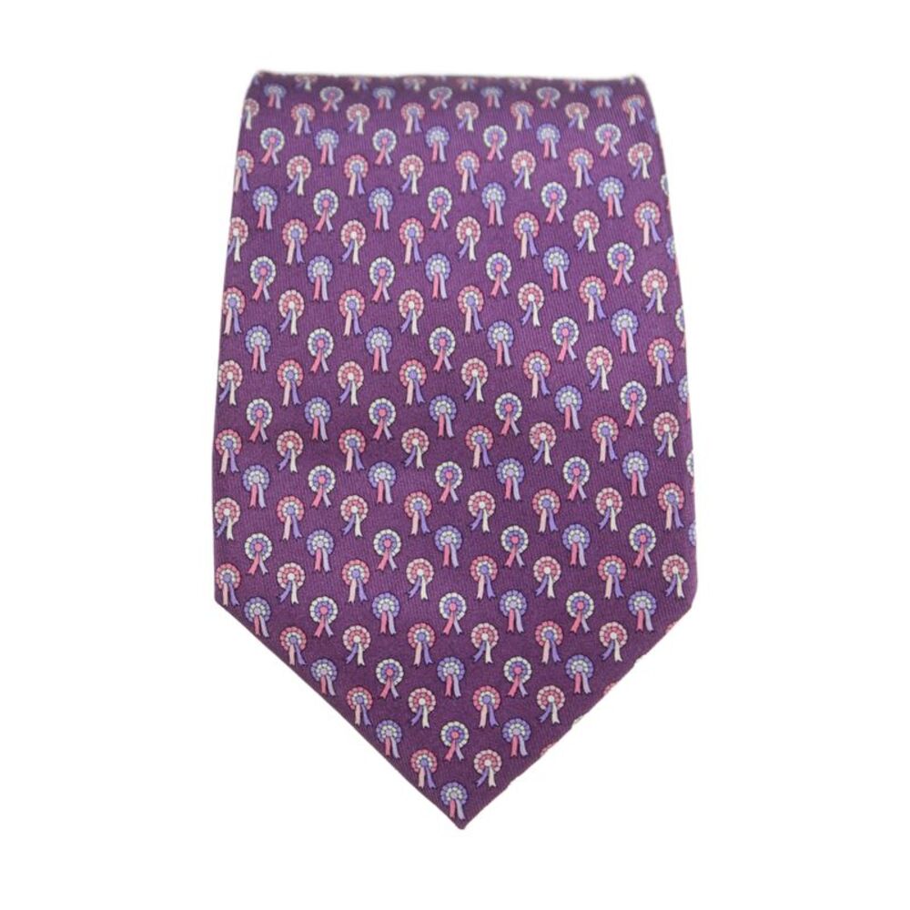 Salvatore Ferragamo Mens Silk Geometric Print Classic Neck Tie Purple